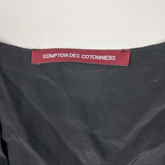 COMPTOIR DES COTONNIERS Dress Button Down V-Neck Black Classic Staple US XS - Picture 2 of 9
